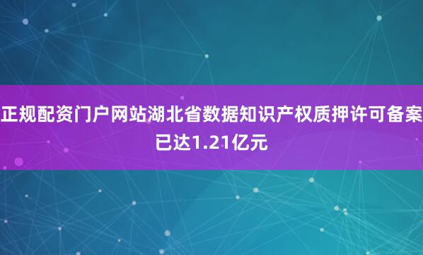 正规配资门户网站湖北省数据知识产权质押许可备案已达1.21亿元